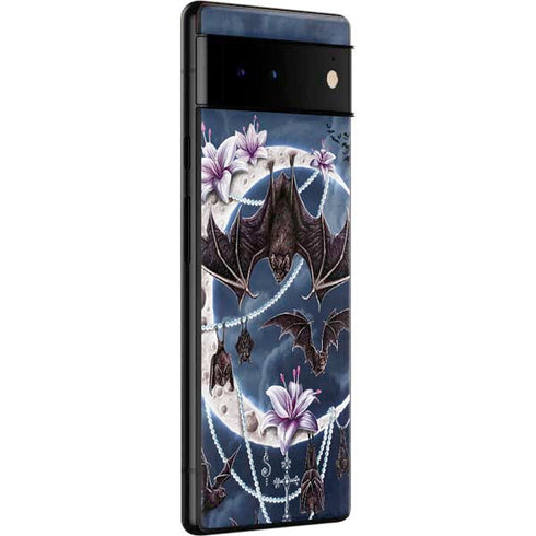 Gothic Moon with Bats and Flowers by Sarah Richter Google Pixel 6 Skin